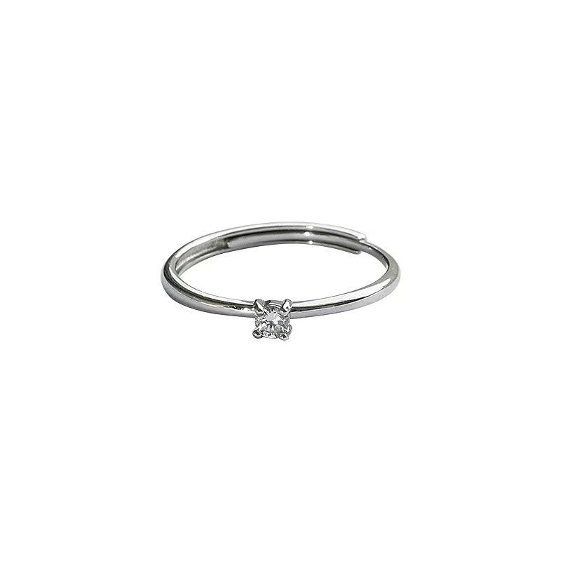 925 Sterling Silver Adjustable Anti-Diamond Engagement Ring for Men & Women - High-End Light Luxury Index Ring