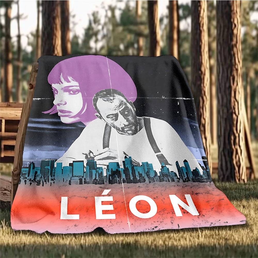 1pc Leon Movie Poster Outdoor Flannel Blanket, Cozy & Warm Soft Te Playful Design, Napping Camping,