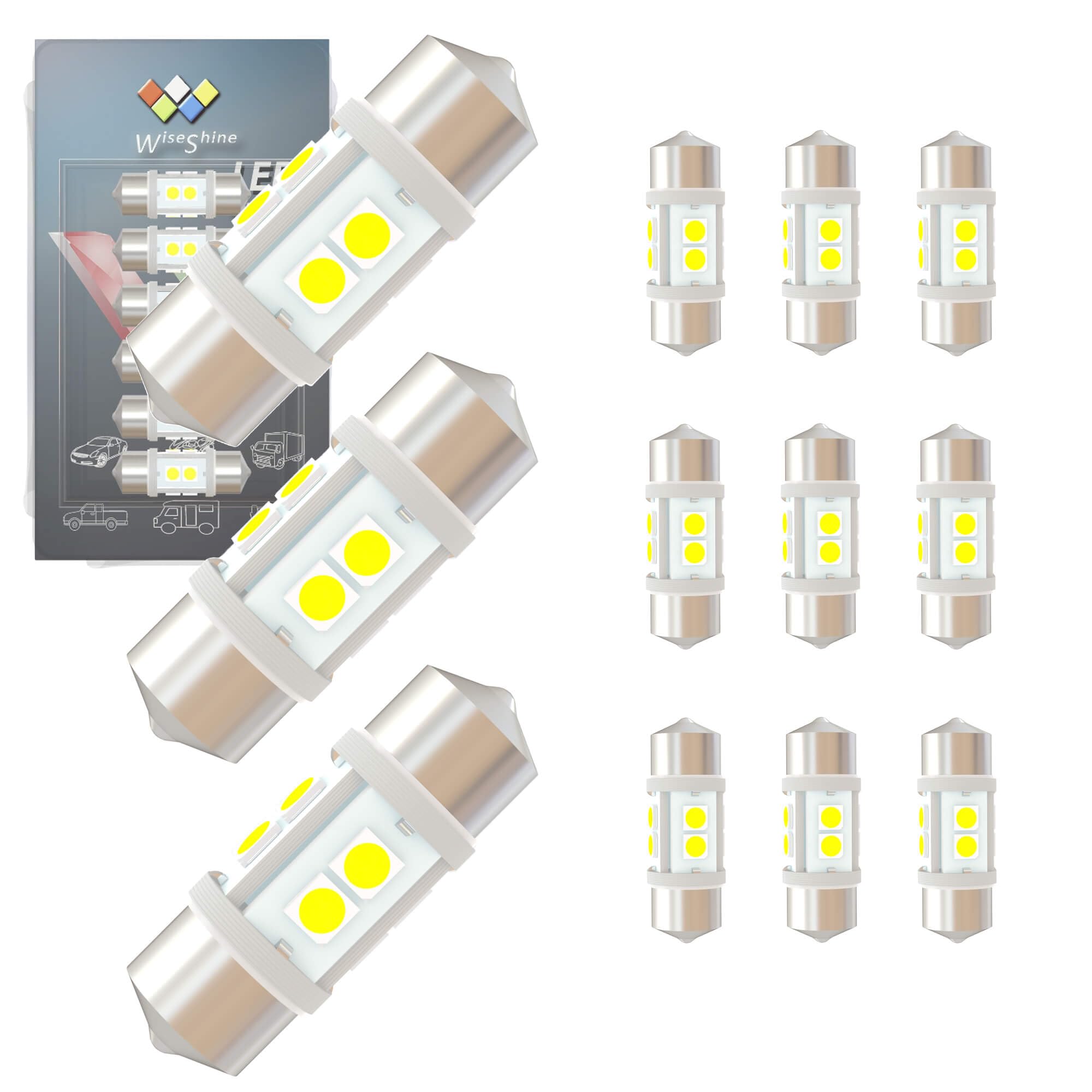 WiseShine DC 24V T10×29mm LED Bulb White Super Bright Festoon 29mm 24V 12PCS белый