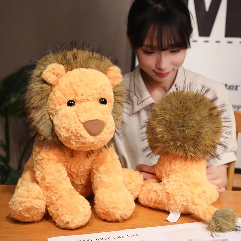 23/35cm Grassland Animal King Lion Soft Toy Cute Furry Plush Male Lion Hug Pillow Lovely Boy Birthday Gift Christmas Present