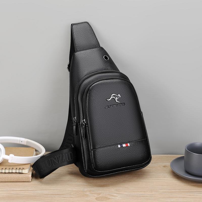 Men's Chest Pack Crossbody Bag Luxury Design Durable PU Leather Handbag Chest Bag Vintage Leisure Men's Handbag Shoulder Bag
