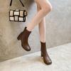 French British style thick heel short women's boots new autumn and winter fashion retro versatile thin high heel short boots women