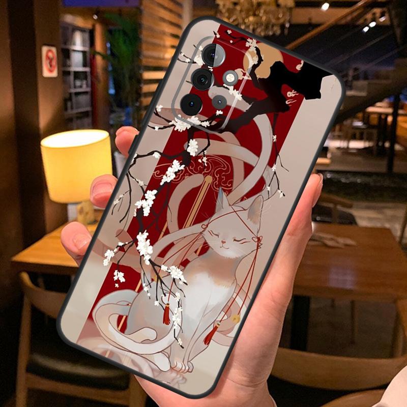 Kitsune Fox Japanese Art Phone Case For Samsung A51 A71 A50 A70 A13 A23 A33 A53 A12 A22 A32 A42 A52 A54 A34 A14 Cover