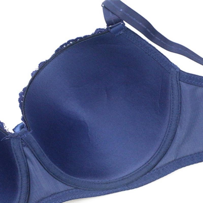 Women's Embroidered Lace Bra Deep V Gathering Bra Adjustable Strap