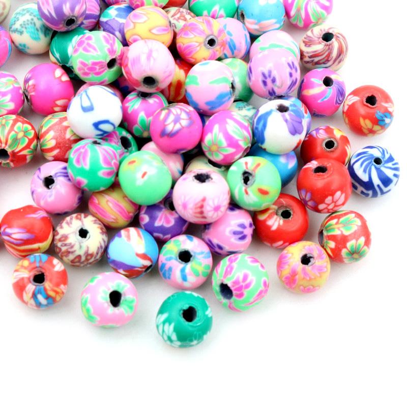 50-100pcs 6 8 10 mm 10mm Mixed Colors Flower Clay Spacer Beads Polymer Clay Beads For Jewelry Making DIY Beading Accessories 