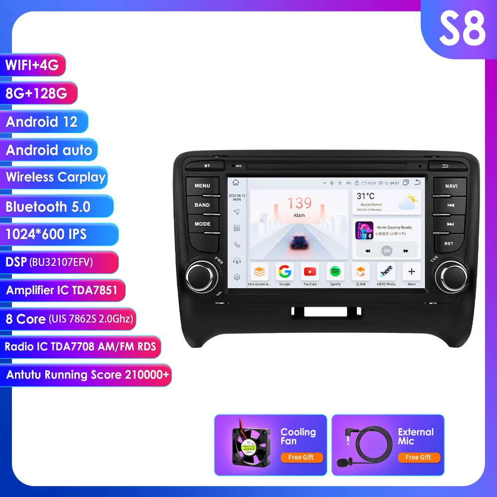 

OSSURET RDS Автомагнитола для TT MK2 8J 2006 - 2014 Android Мультимедийный Видеоплеер Навигация GPS Carplay QLED Интеллектуальный Сенсорный Экран Автомагнитола 8G S8 8Core 8G 128G