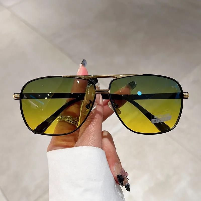 Oversized Vintage Sunglasses Men Women Fashion Polarized Photochromic Shades Eyewear Double Bridge Driving Sun Glasses