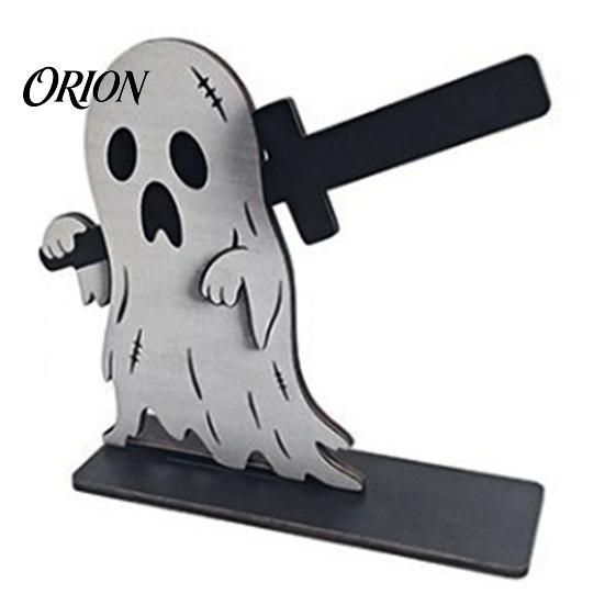 Reusable Table Ornaments Halloween Sign, Spooky Ghost Grim Reaper Black Cat Pumpkin Scarecrow Party Supplies Wooden Tabletop Centerpiece for
