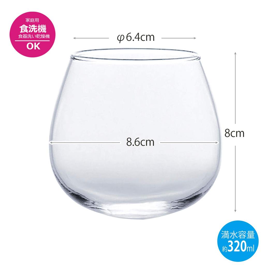 Toyo Sasaki Glass Casual Wine Tumbler Made in Dishwasher Round Glass Beer Glass, 320ml, Japan, Safe, Cup, Glass, 00095-JAN-W
