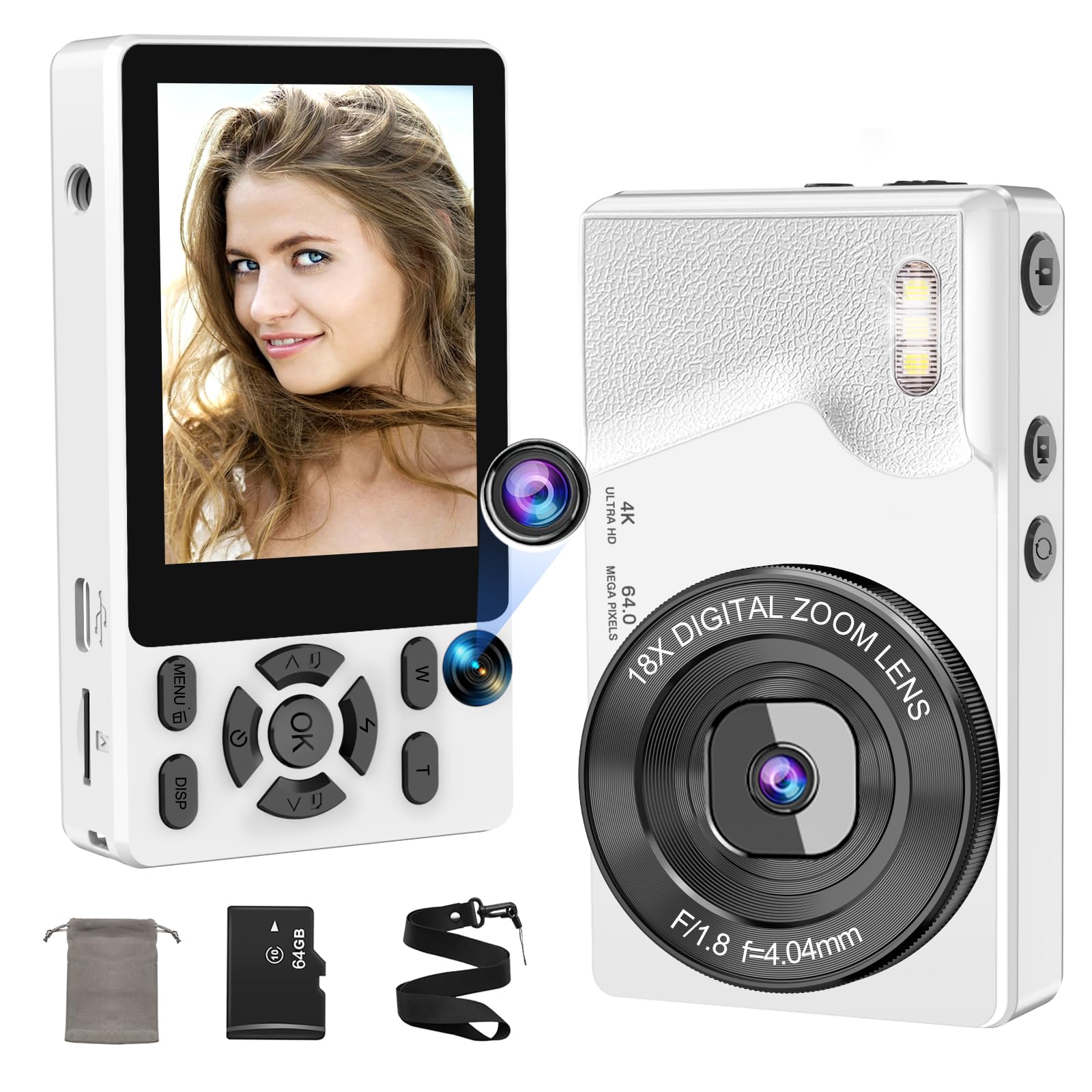 

YOUHE Цифрова OTG Смартфон Велика Фронтальна 18x Цифровий Циклічний LED USB Веб-камера Ідеальна для Школи та Вступних іспитів зі Штативом Японська Інструкція та Карта 64 ГБ білий