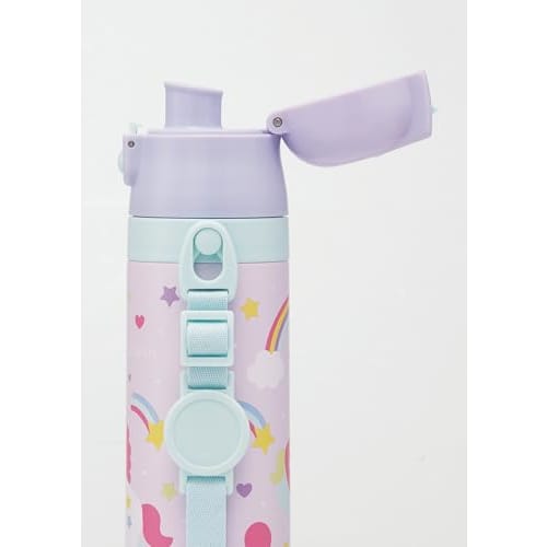 Skater Children's Water Bottle, 2-Way, 470ml (Direct Drinking) or 430ml (Cup Drinking), Little Unicorn Design, Stainless Steel, Insulated, Lightweight