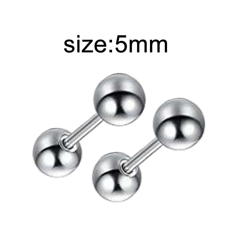 1 Pair Gothic Black Steel-Color Funny Screw Back Stud Earrings For Men/Women Round Ball Spike Cone Tip Stainless Steel Jewelry