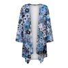 Women's  Print Irregular 3/4 Length Sleeve  Cardigan Jacket With Pockets Casual Cover Up