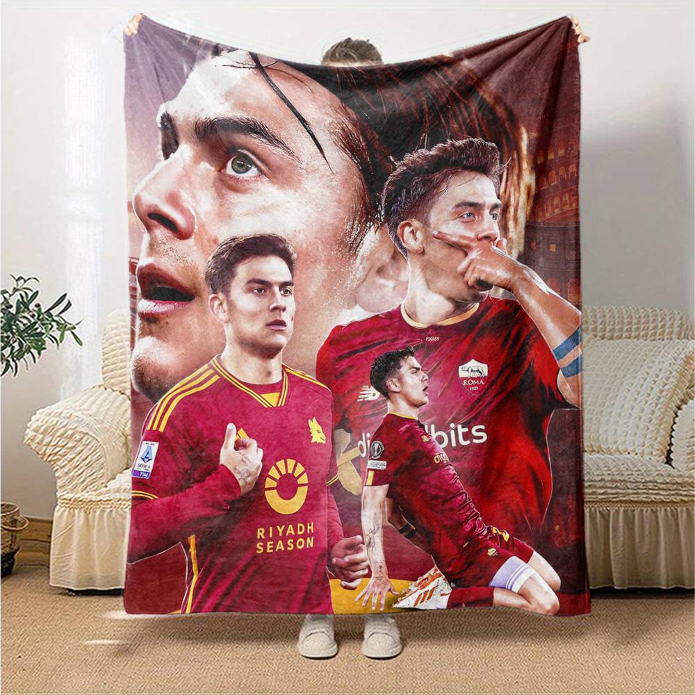 Roma Football Star Collage Print Flannel Fleece Blanket Soccer Sports Soft Warm Throw Blanket Sofa Couch Bedroom Home Decor Fan Gift