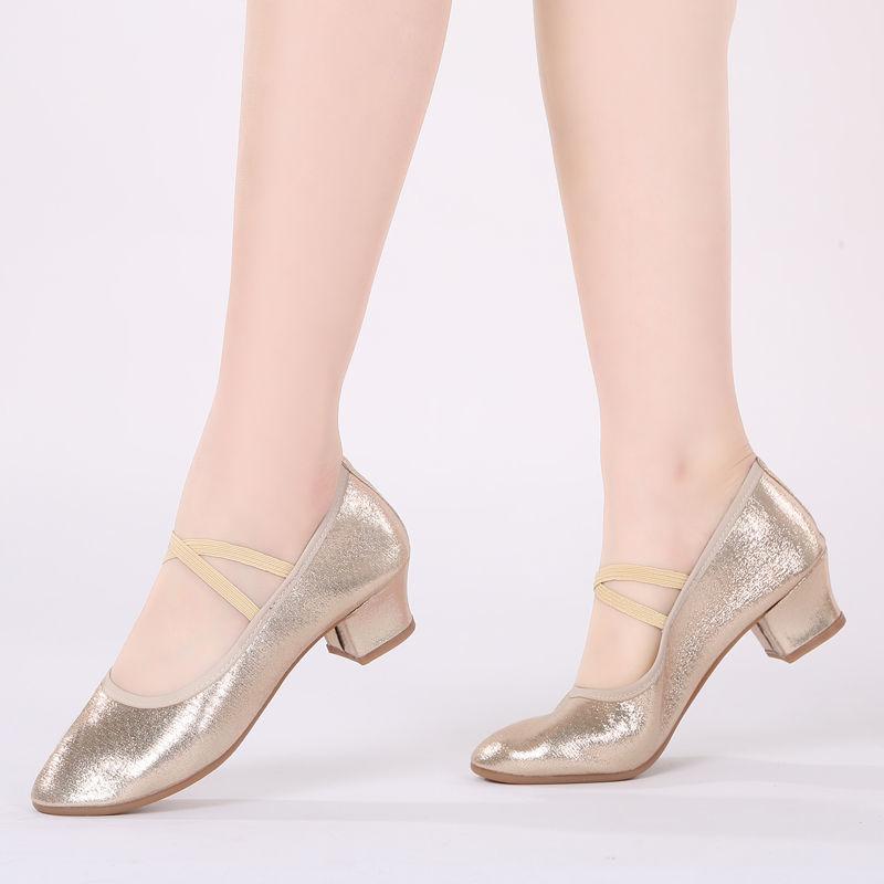 Sapatos Femininas Women Cute Siilver Light Weight Buckle Strap Square Heel Shoes Lady Casual Comfort Dance Shoes Ab648