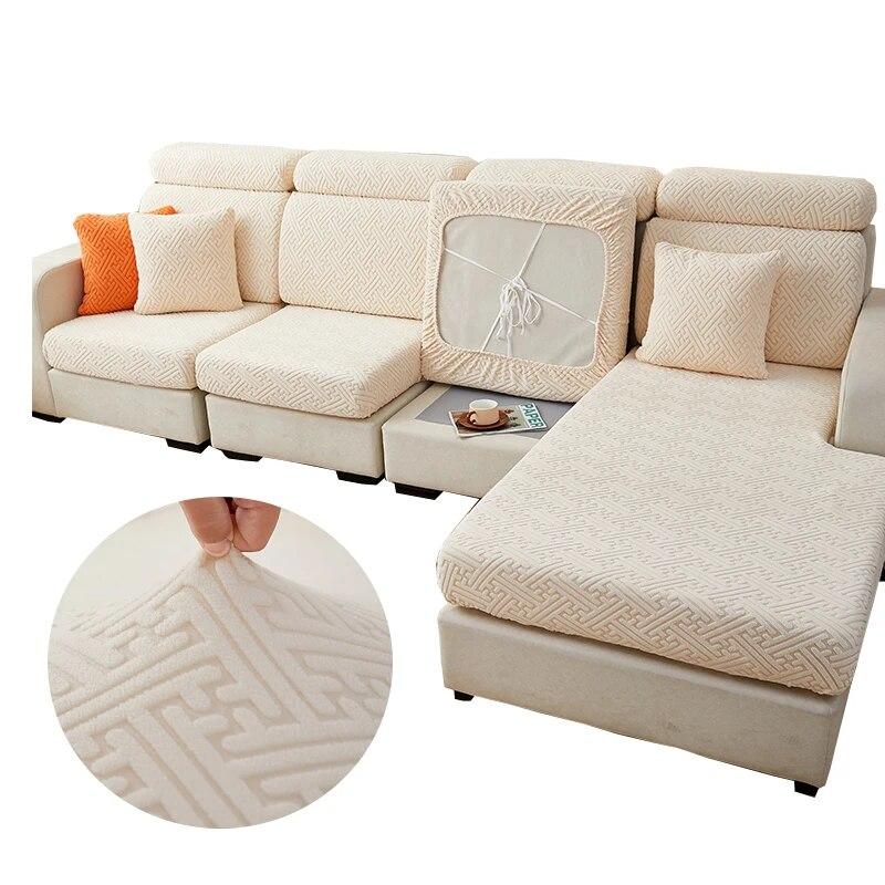 1pc jacquard plush sofa cushion cover, chalse long cover, back cushion slipcover ,stretch protector for 1/2/3/4 seat couch cover