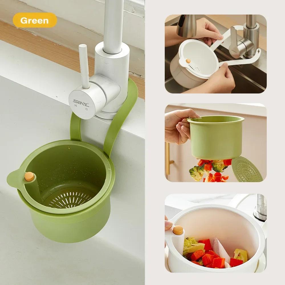 Hanging sink filter basket, circular drain, multifunctional fruit and vegetable cleaning, food residue drainage faucet filter