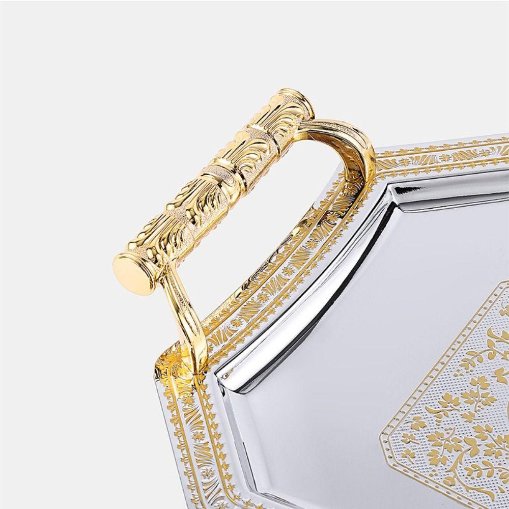 Delicate Pattern Stainless Steel Storage Tray Vintage Candy Dessert Plates Serving Tray  Restaurant