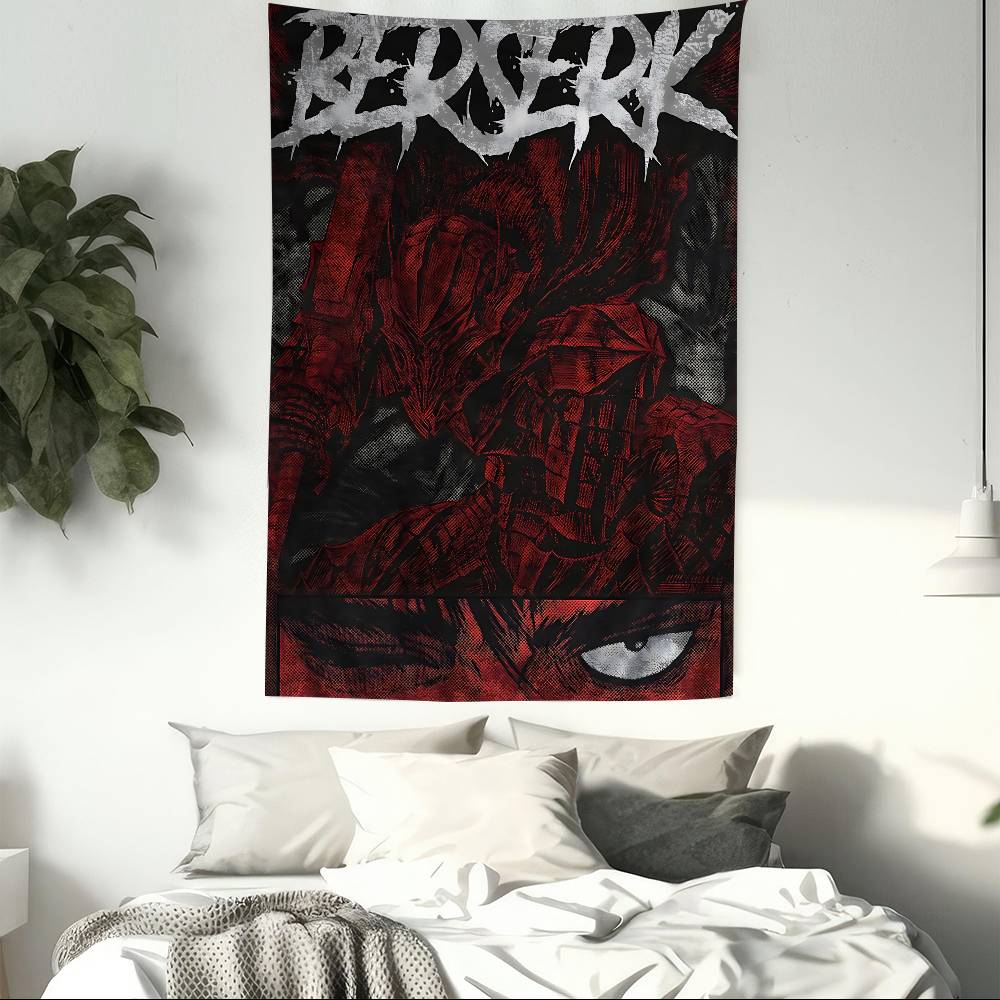 Berserk Black Swordsman Wall Tapestry  Dark Fantasy Aesthetic Edgy Room Decor for Seinen Anime  Kentaro Miura Fans
