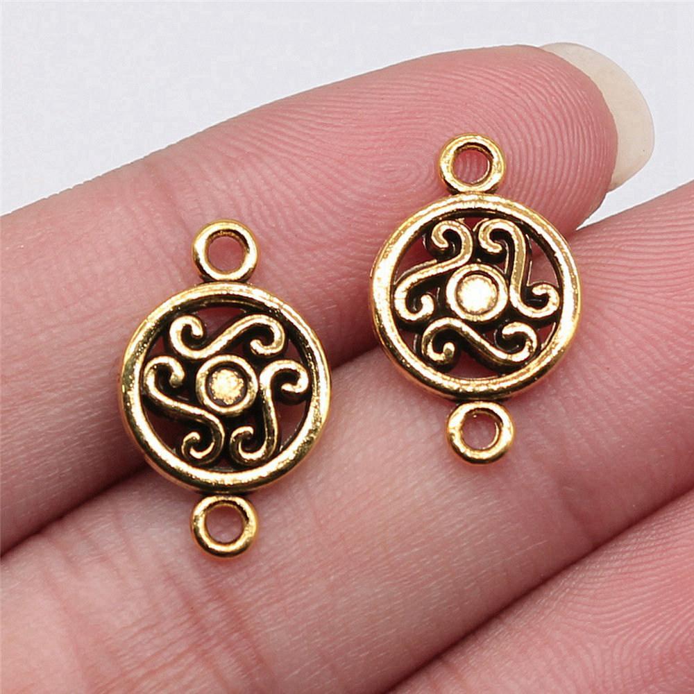 Flower Petal Connectors Botanical Themed Antique Bronze Zinc Alloy Jewelry Making Connect Charms Extender Connectors
