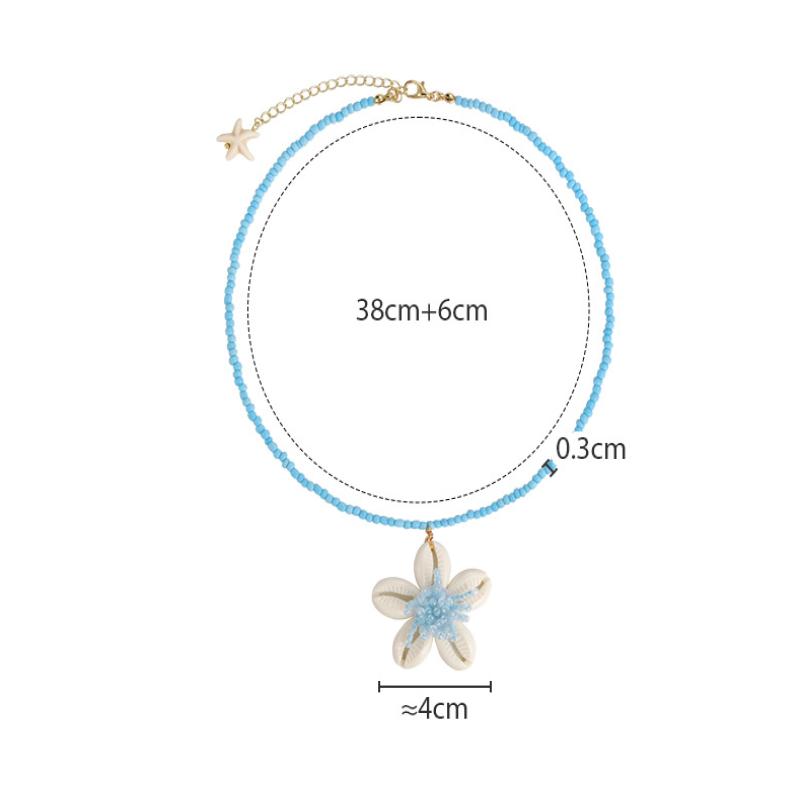 Summer Beaded Flowers Shell Coconut Tree Pendant Necklace Women'S Party Jewelry Gift