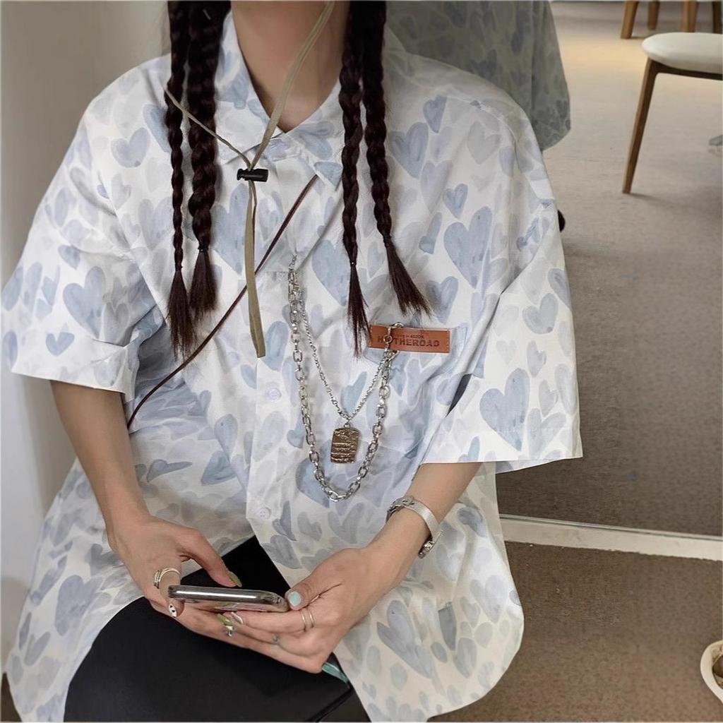 Printed Shirt Women's New Short Sleeve Loose Top Summer