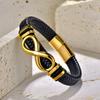 Mens Stainless Steel Infinity Symbol Braided Leather Bracelet Fashion Casual Wristband