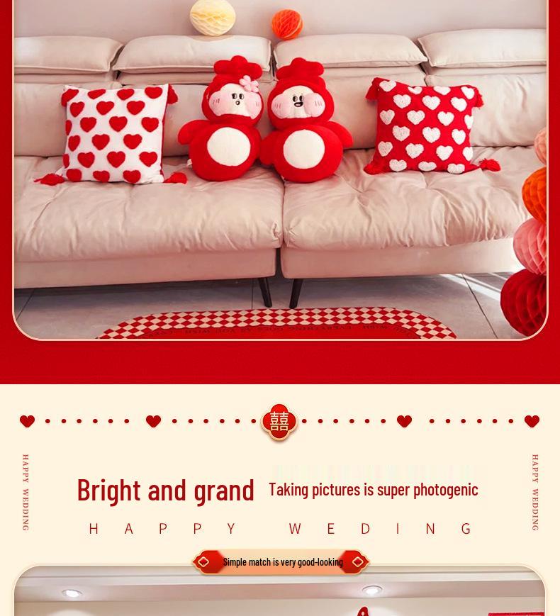 Bridal Bedroom & Living Room Decoration Set: Double Happiness Wall Stickers for Newlyweds