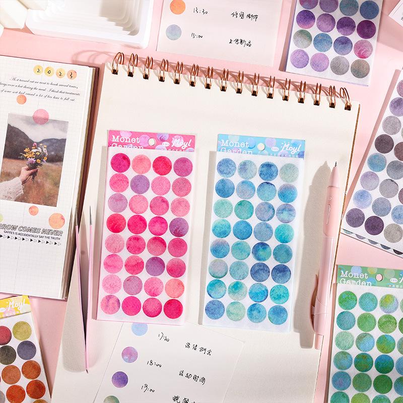 Morandi Fresh Color Retro Round Stickers - Student Style & Self-Adhesive
