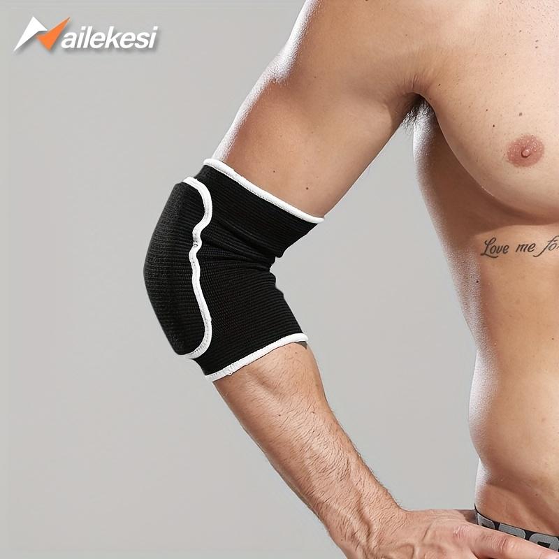 1 Pair Men's Thick Elbow Support Sleeve, Fit for All Seasons, Enhanced Wrist & Arm Protection, Ideal for Workout & Construction Use