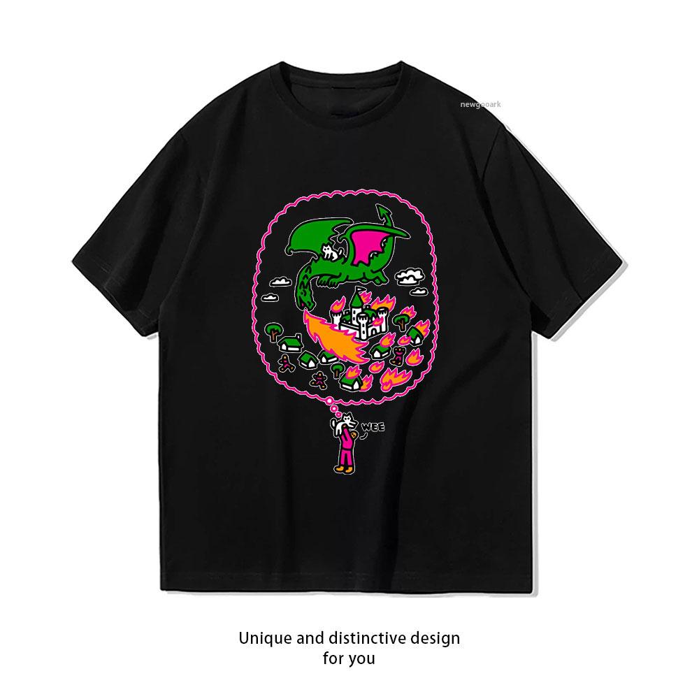 

Cat Riding Dragon Classic TShirt Women Unisex Casual cotton graphic t shirts Creative streetwear 3XL