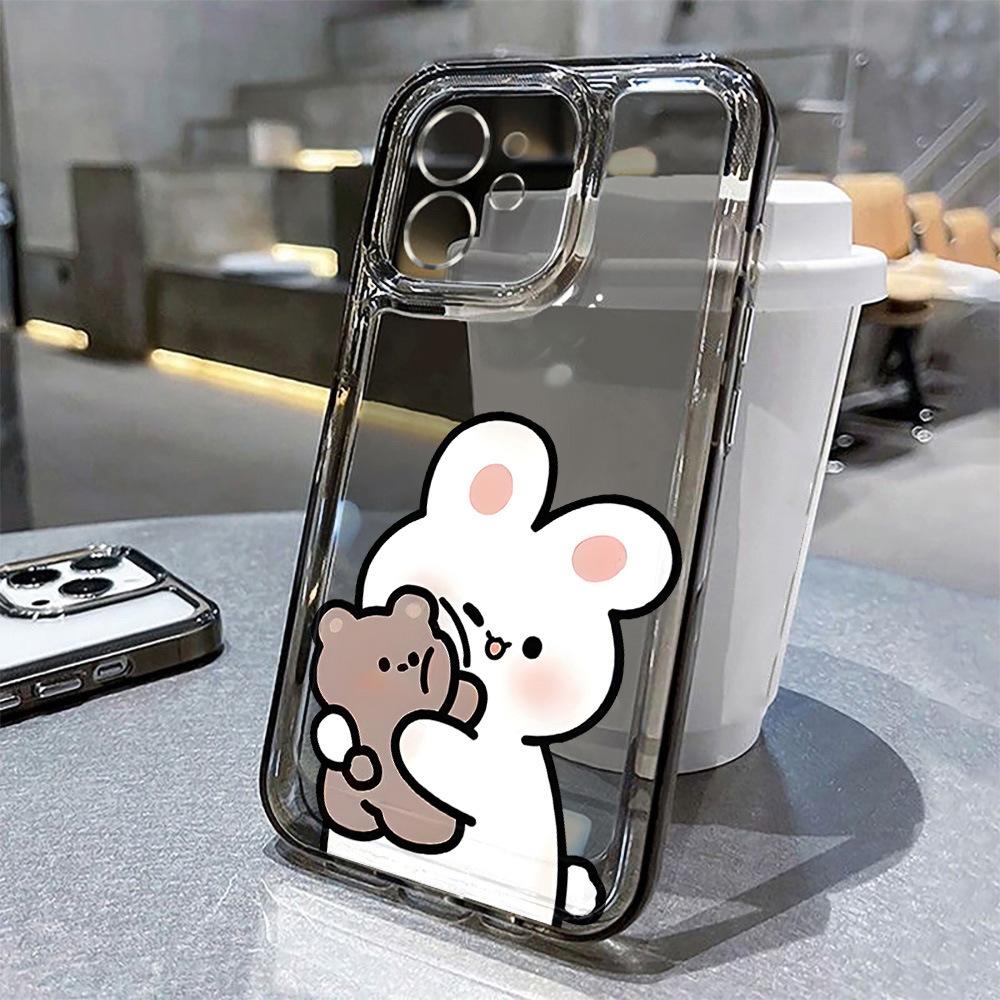 Simple and cute rabbit is suitable for iPhone17Pro mobile phone case Apple 16promax soft case 15/14 fine hole generation