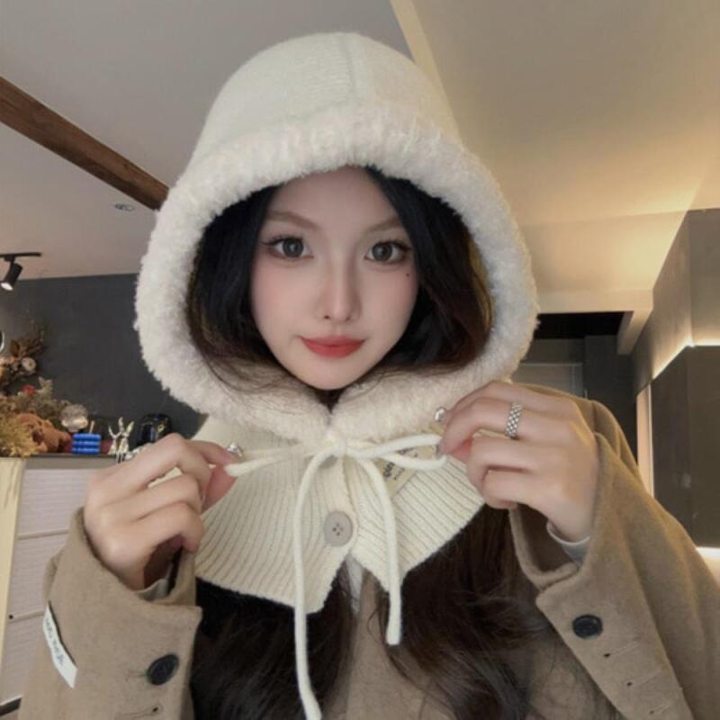 Women s Winter 4-Color Cozy Two-Button Knit Hat C6464_Black