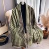 Korean Version Striped Simple Style Double-Sided Imitation Cashmere Scarf Winter High-End Temperament Women'S Warm Shawl