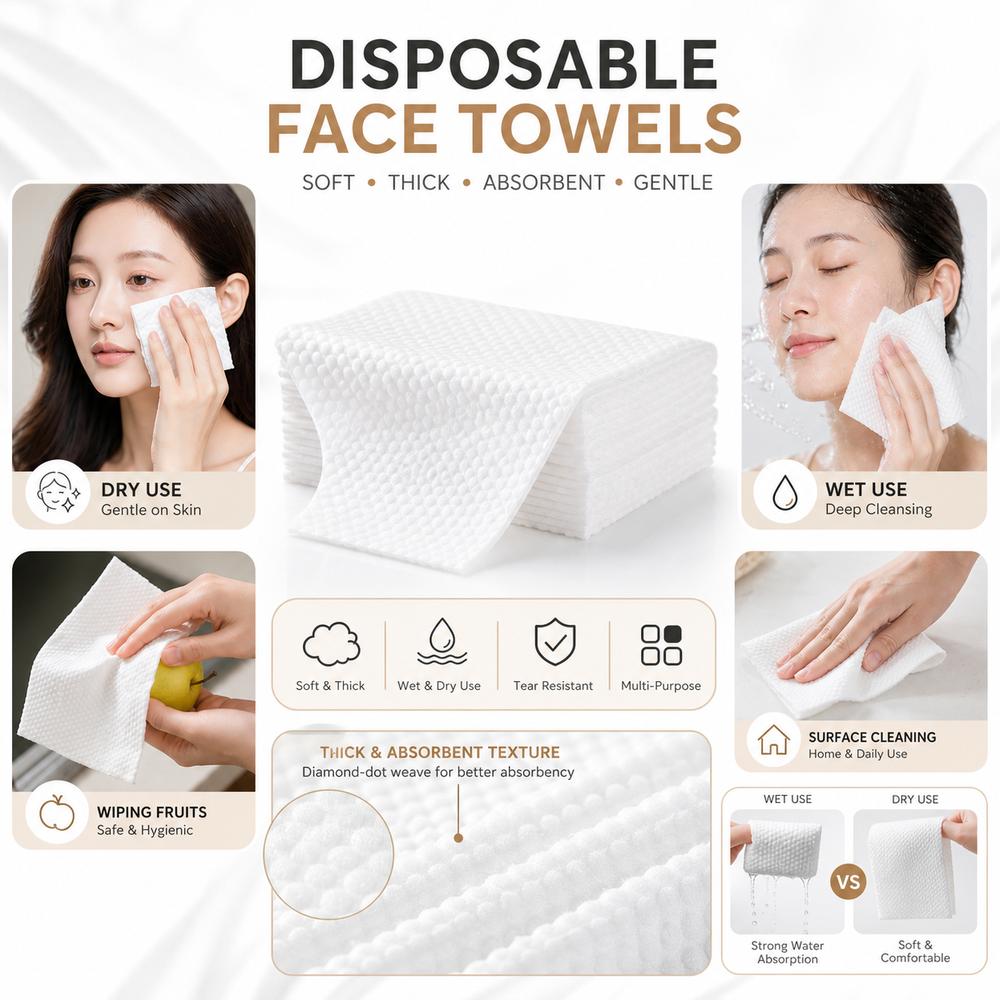 Thickened Disposable Facial Towels Plant Fiber Face Wipes Gift Facial Cleansing Towels  Household