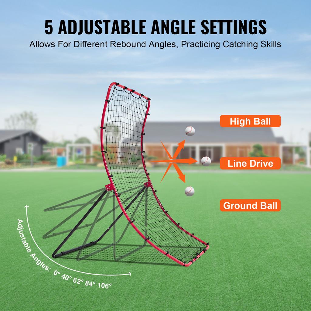 SucceBuy 4 x 5.5ft Baseball And Softball Rebounder Net PitchBack Baseball Trainer Rebound Net All Angle for Grounders Pop Flies