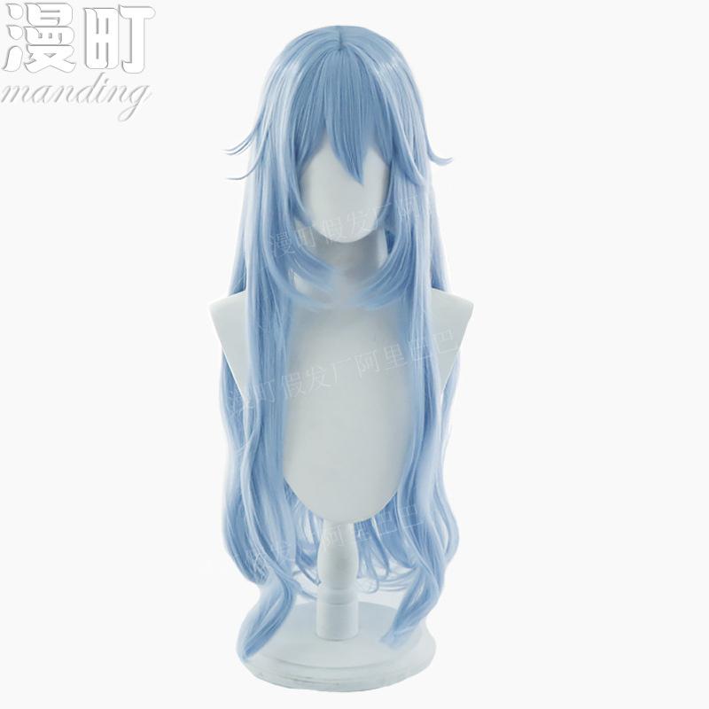 High Quality EVA Ayanami Rei Cosplay Wig 80cm Light Blue Long Wavy Hair Heat Resistant Role Play Gaia Cosplay Wigs + Wig Cap