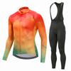 Mens Long Sleeve Cycling Jersey Set Breathable Quick Dry Bike Riding Sportswear