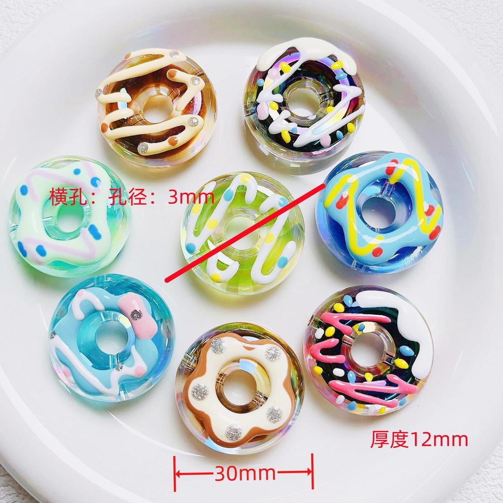 SW27 Fun Cute Colored Hand Painted Donut Sweet Scattered Beads Loose Colorful Handmade Necklace Bracelet Diy Beads Accessories