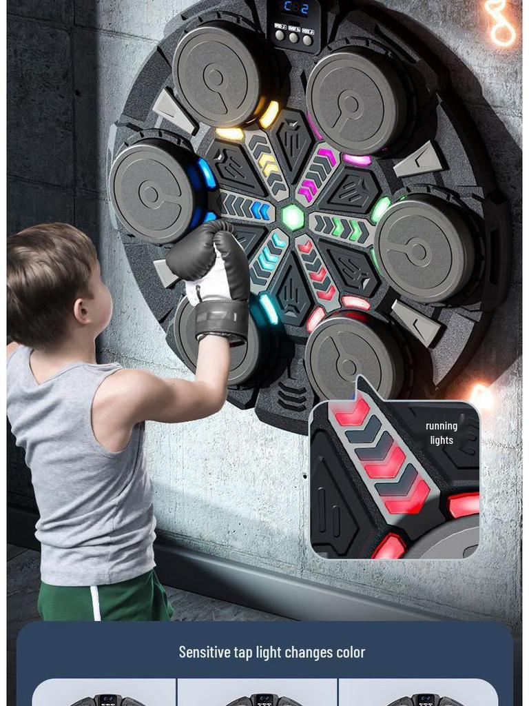 Children's Music Boxing Trainer: Wall-Mounted Target & Gloves - Perfect Birthday Gift for Boys & Home Exercise.