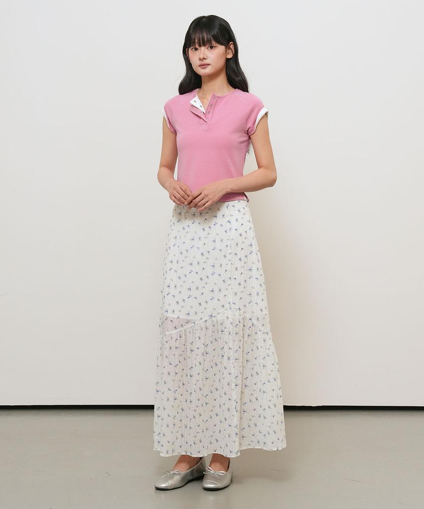 GENERALIDEA Flower Shirred Maxi Skirt [White] / Gf2Lsk521
