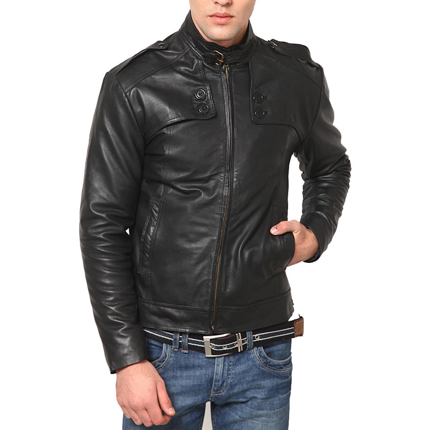

SkinOutfit Men s Genuine Lambskin Black Leather Jacket Stylish Motorcycle Bomber Biker Outerwear MJ 78 XL чорний