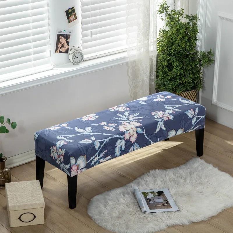 1Pc Long Bench Cover Stretch Polyester Removable Washable Anti-Dirty Piano Stool Chair Covers Living Room Bedroom Seat Protector