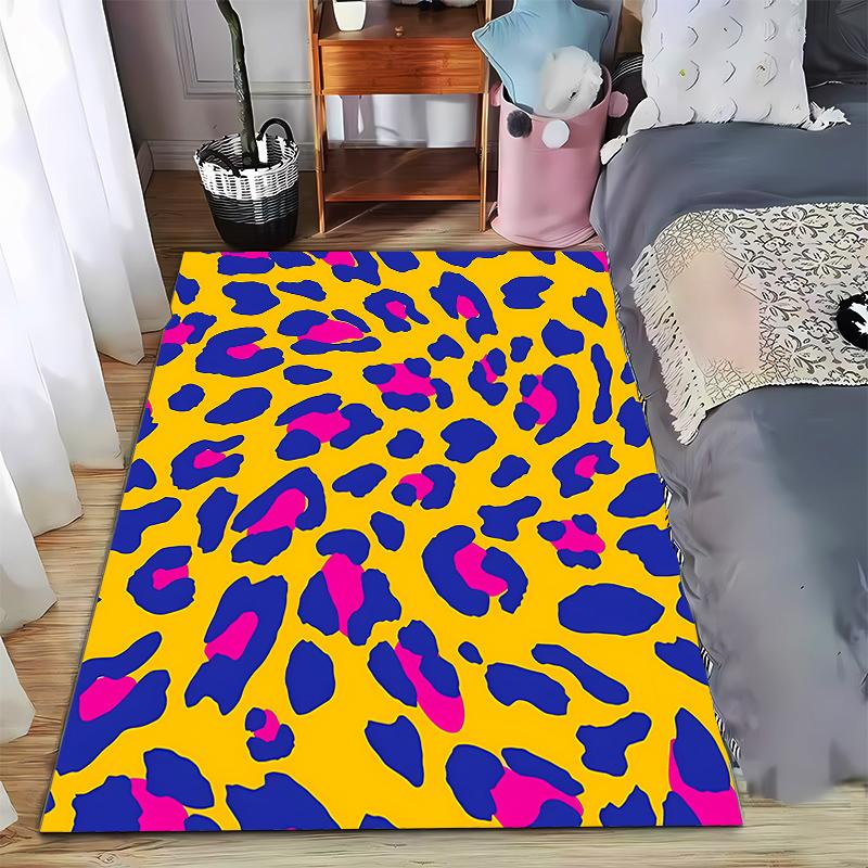 

Colorful Leopard Print Carpet with Yellow Background and Bold Pink Spots Suitable for use as an anti-slip game mat for living room and bedroom sofas 40x60cm( 15x23in )