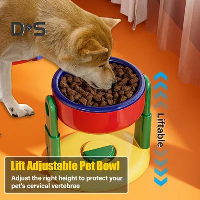 Ciotola per animali domestici con ventosa sollevabile, altezza regolabile, ciotola per cibo e acqua, mangiatoia rialzata per cani e gatti per proteggere la colonna vertebrale cervicale