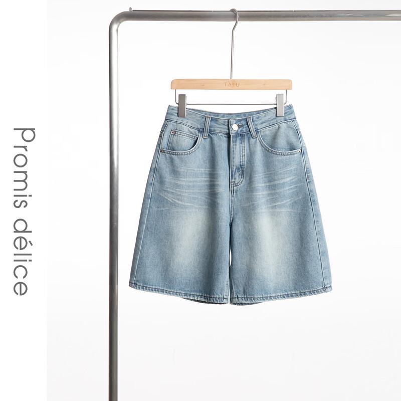 Women s Retro Washed Denim Shorts S