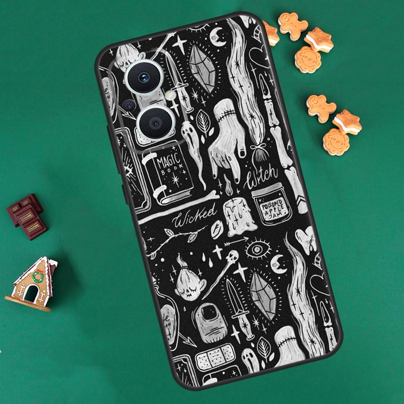 Witchcraft Halloween Cat Dark Case For OPPO Reno 14 F 13 12 11 10 Pro 8T 8 7 Lite Cover For OPPO Find X8 X6 X5 X9 Pro Coque