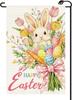 Happy Easter Bunny Oral Garden Ag 12x18 Inch Vertical Double Sided Cute Easter Eggs Owers Small Ags Farmhouse Outsid