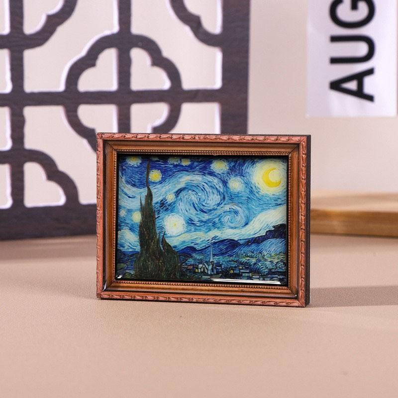 Custom Wooden Fridge Magnet World Famous Painting Oil Art Series Cultural Gift Home Decor Retro Souvenir