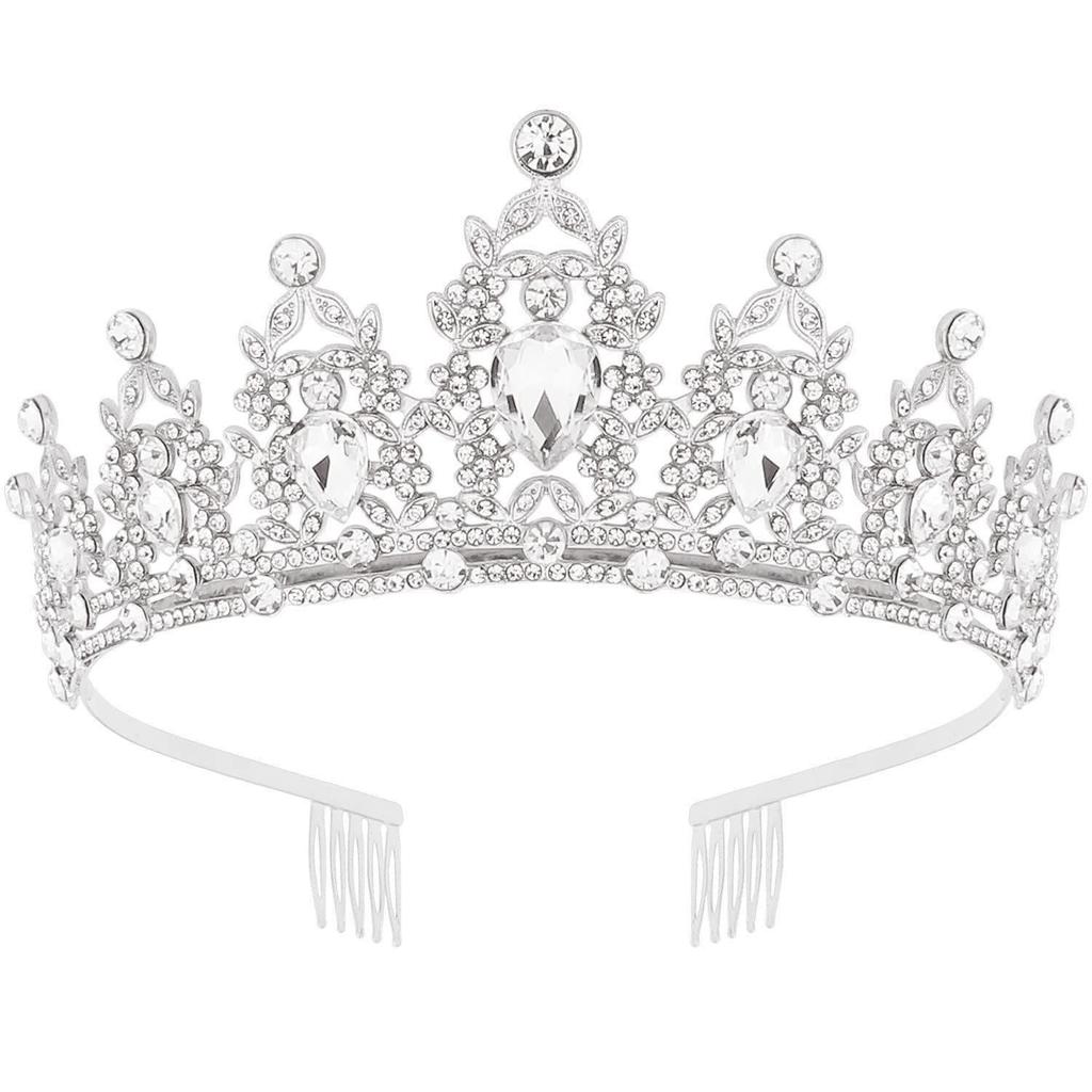 Elegant Blue Diamond Princess Crown Rhinestone Headband – Korean Style Crystal Wedding Accessory